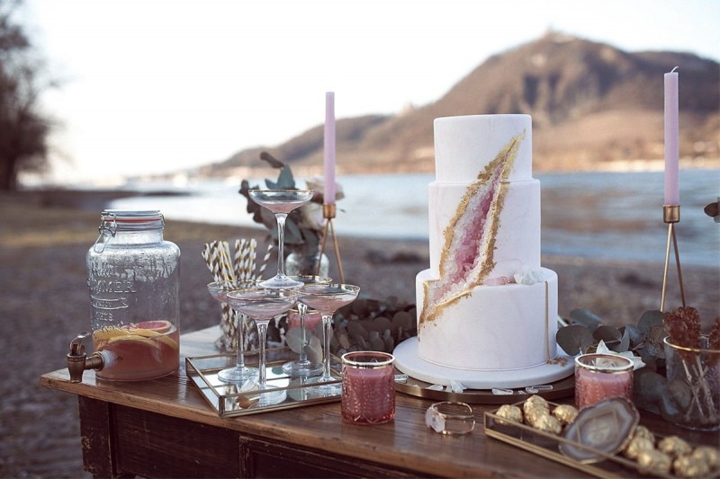Sweet Table, Geode Hochzeit, Geode Trend