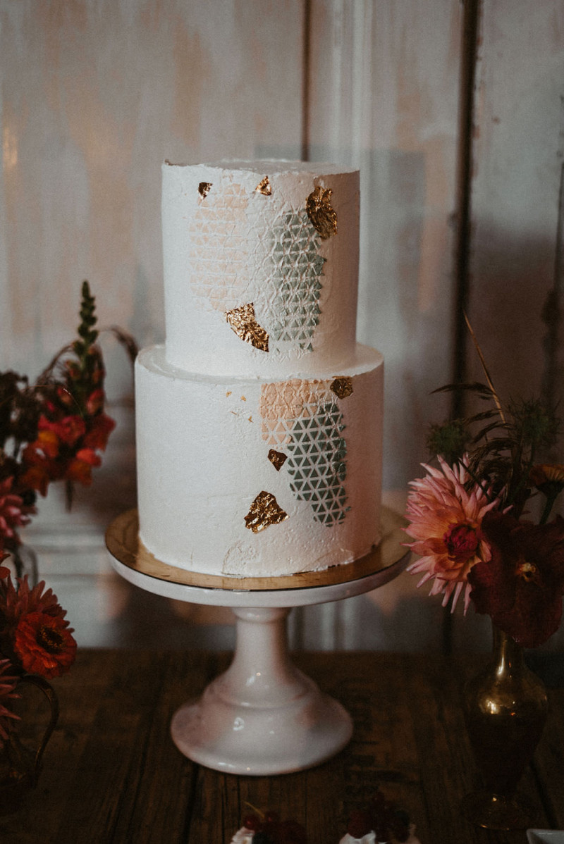 Hochzeitstorte Boho, Geometrische Details