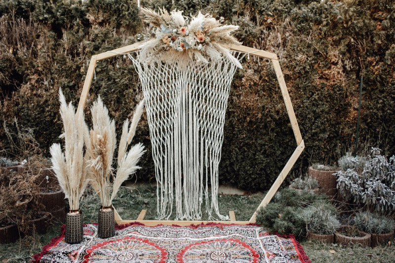 Traubogen Boho, Traubogen Holz, Traubogen Hexagonal, Bohohochzeit Trauung