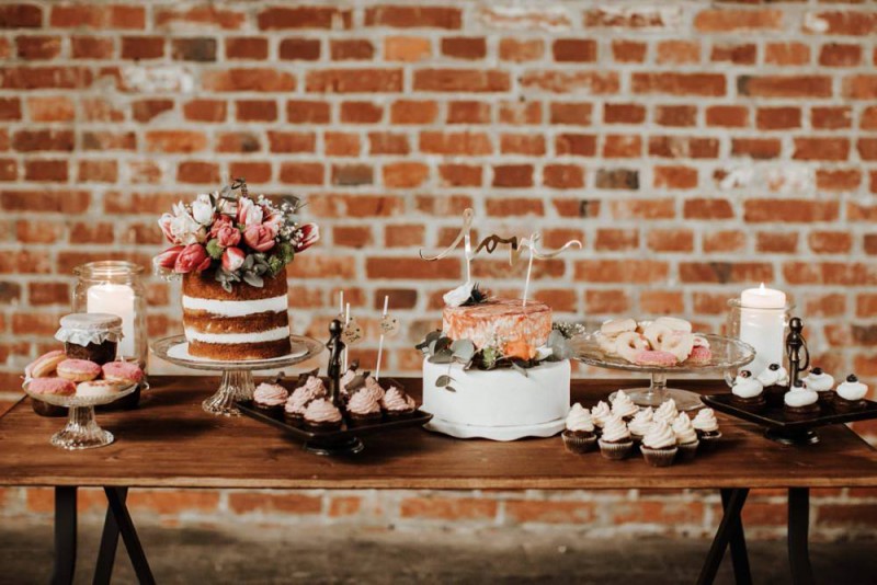 Sweet Table, Industrial Hochzeit, Hochzeitstorten