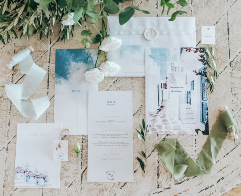 Hochzeitspapeterie Sommerhochzeit, Griechenland Hochzeit, Papeterie Maritim
