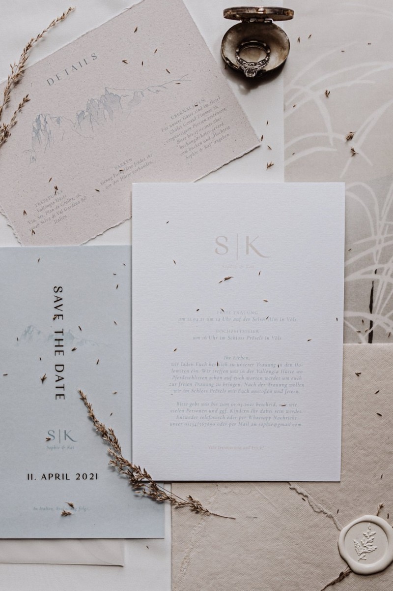 Hochzeitspapeterie, Naturfarben