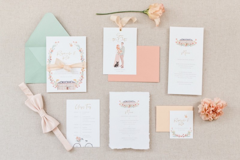 Hochzeitspapeterie Pastellfarben, Sommerhochzeit Papeterie