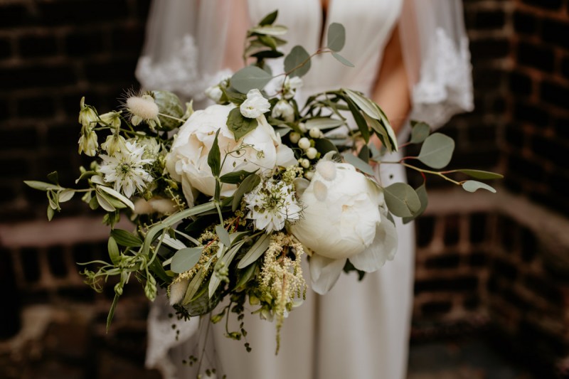 Brautstrauß Greenery, Brautstrauß Pfingstrosen, Weiße Pfingstrosen