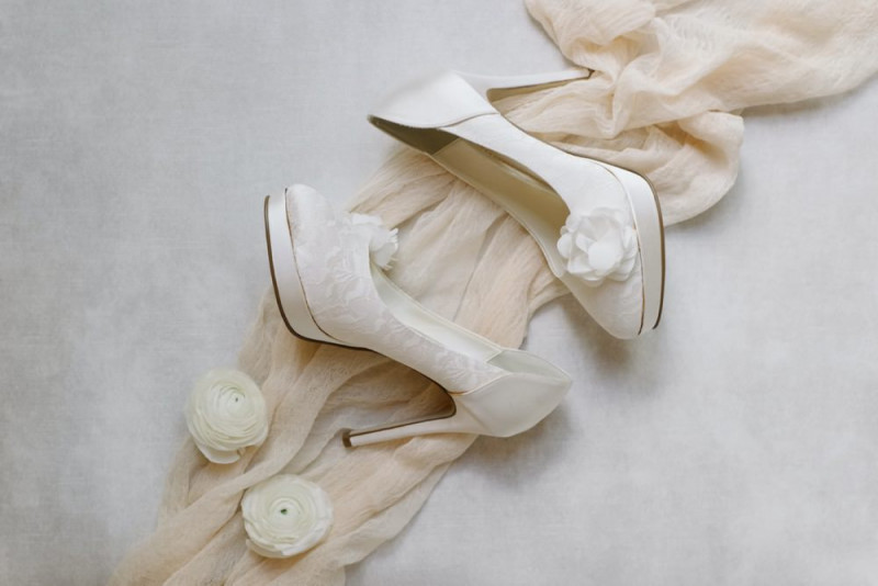 Brautschuhe Weiß, Brautschuhe Perlmutt, Brautschuh hocher Absatz