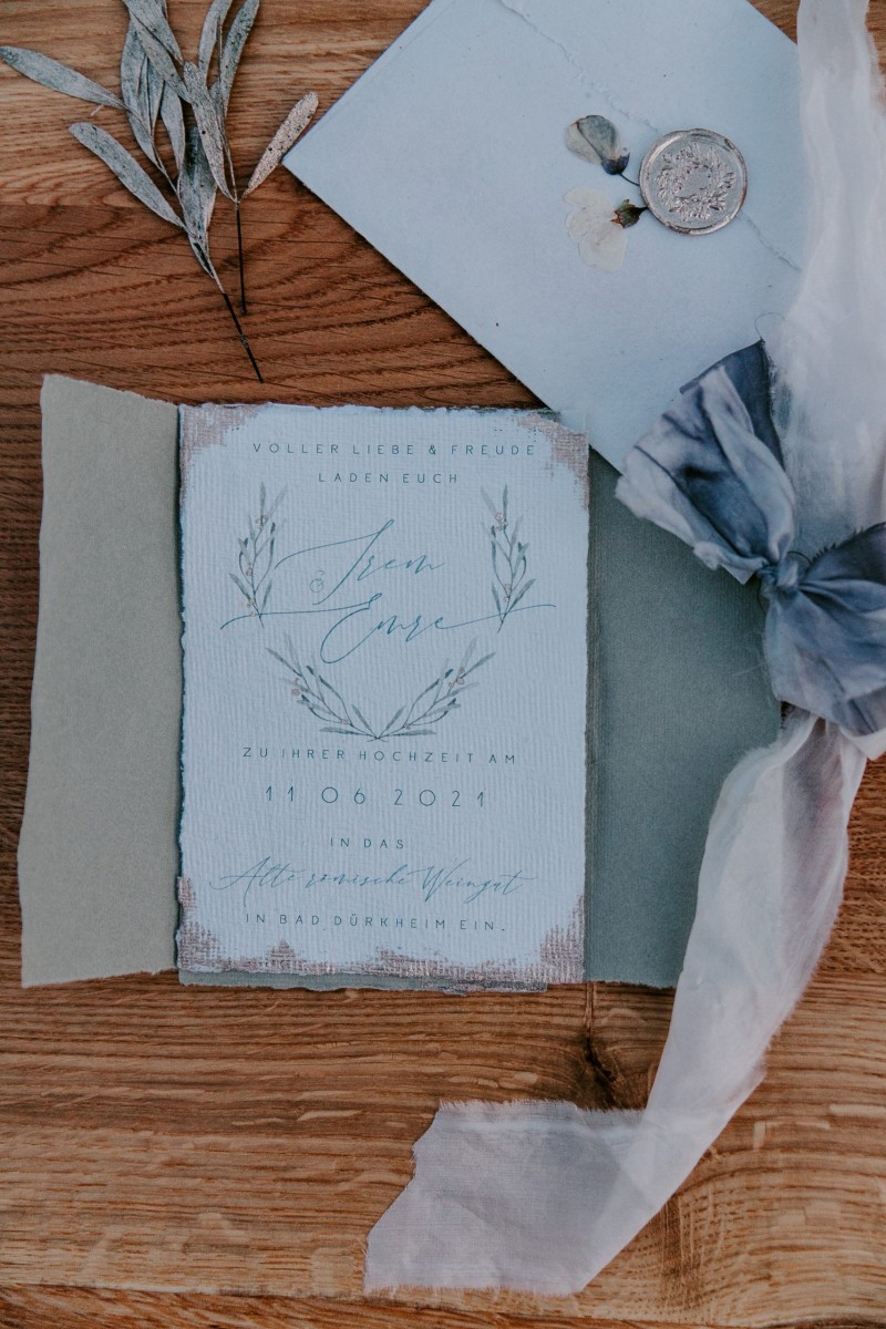 Hochzeitspapeterie Mediterran, Hochzeitspapeterie Blau Silber