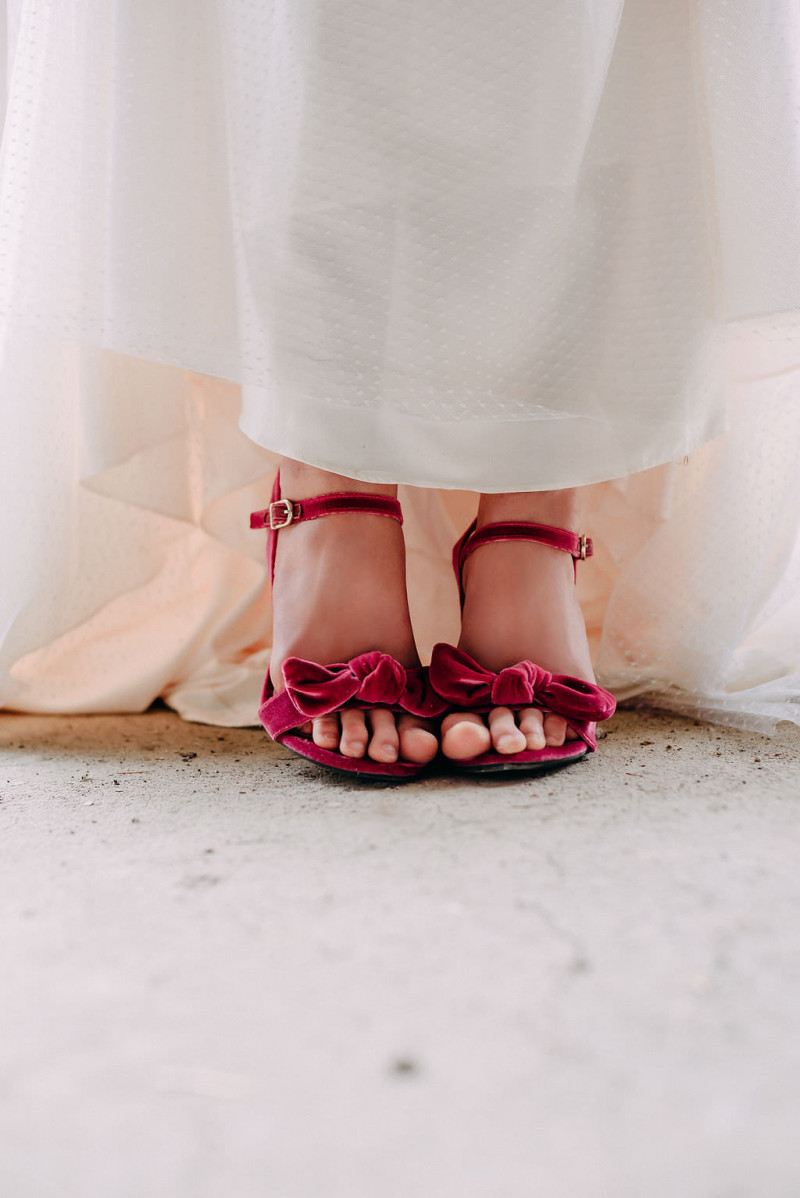 Brautschuhe Mime et Moi, Brautschuhe Fuchsia, Offene Brautschuhe, Samt Brautschuhe