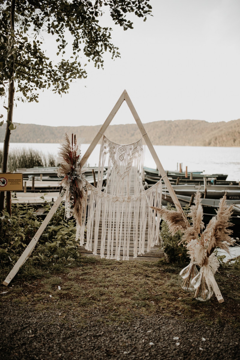 Traubogen Bohohochzeit, Traubogen Makramee