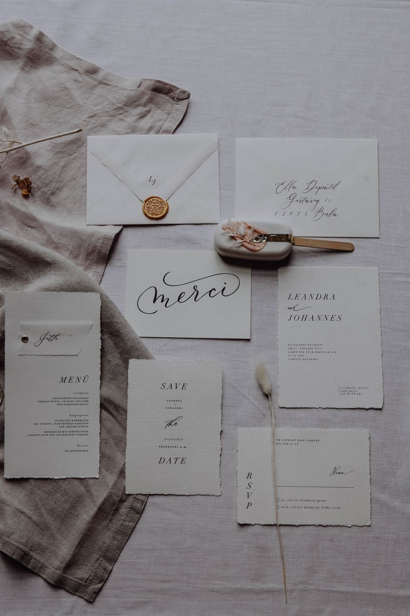 Hochzeitspapeterie modern, Schwarz Weiß Hochzeitspapeterie