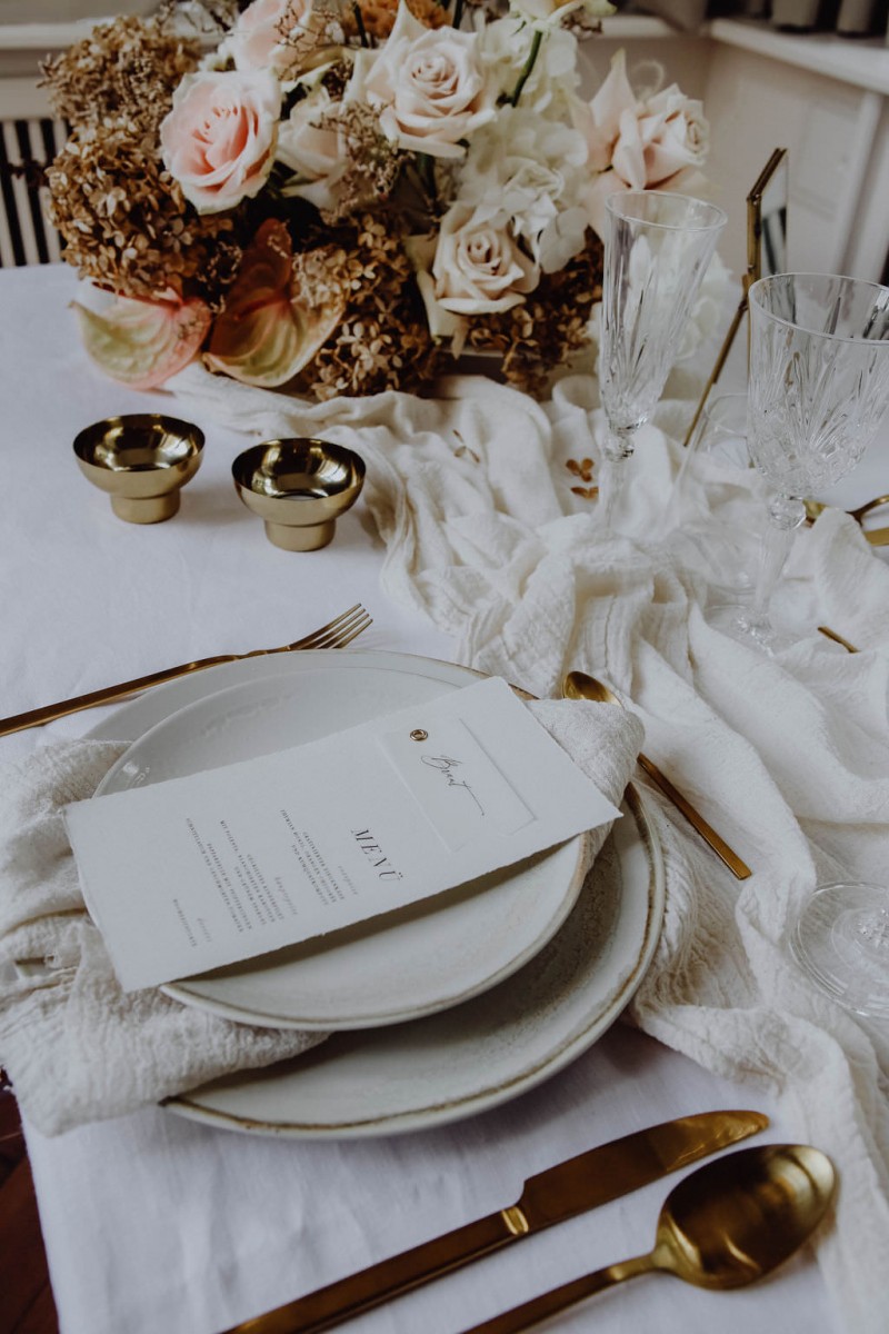 Tischdekoration Hochzeit, White Wedding Tischdekoration, Minimalistische Hochzeit Tischdekoration