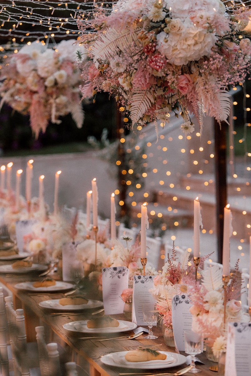 Tischdekoration Sommerhochzeit, Tischdekoration Rosa, Hochzeitstisch