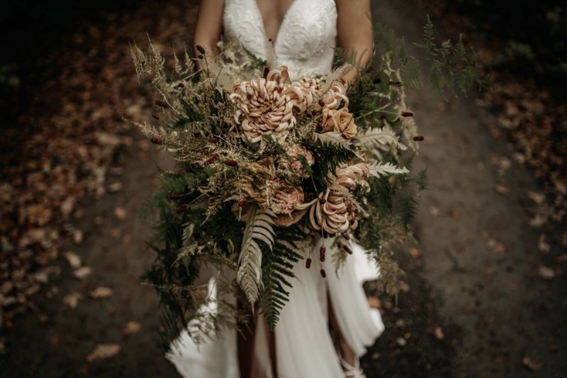 Boho Brautstrauß, Brautstrauß Erdtöne, Waldhochzeit Brautstrauß