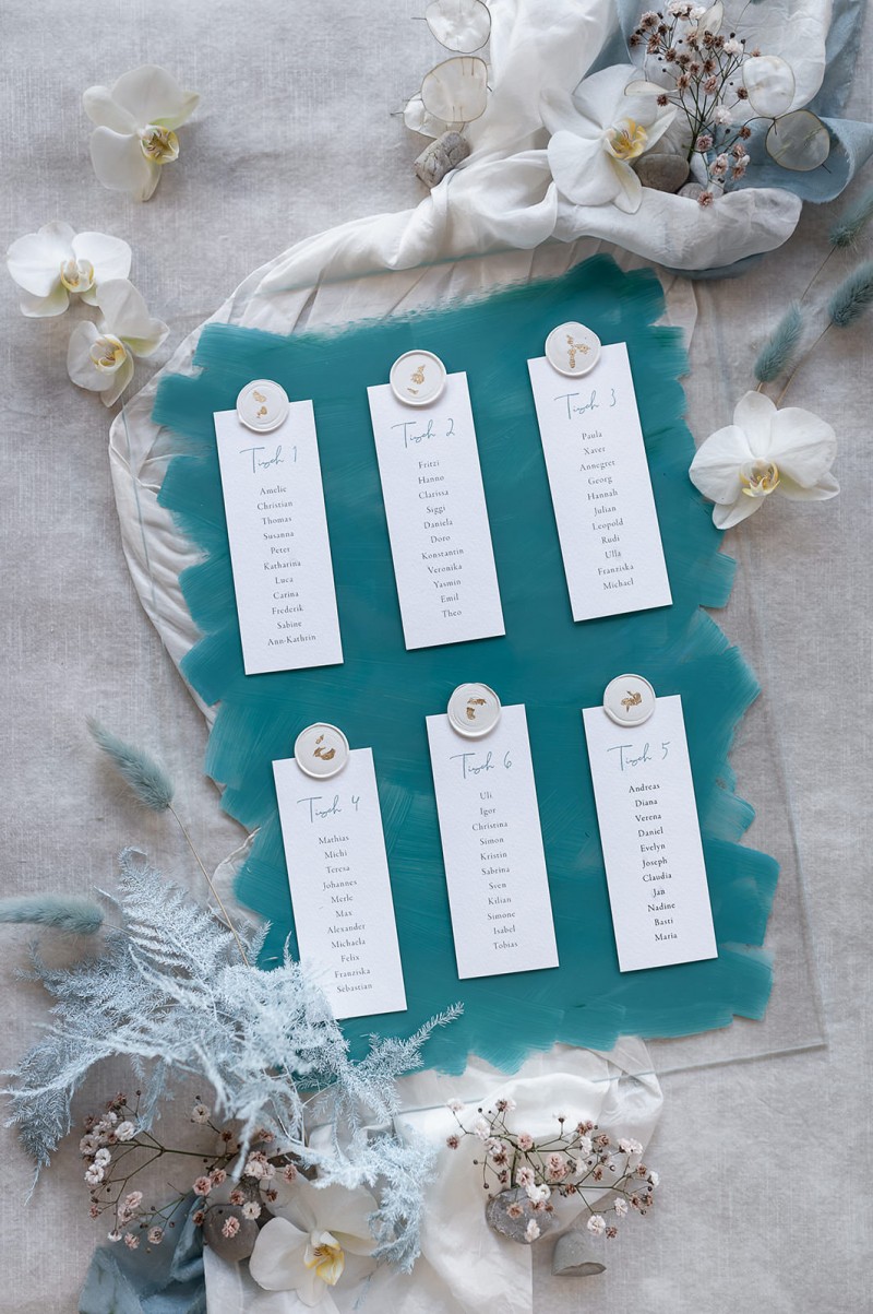 Sitzplan Hochzeit, Strandhochzeit Sitzplan, Plexiglas Blau Sitzplan, Hochzeitssitzplan