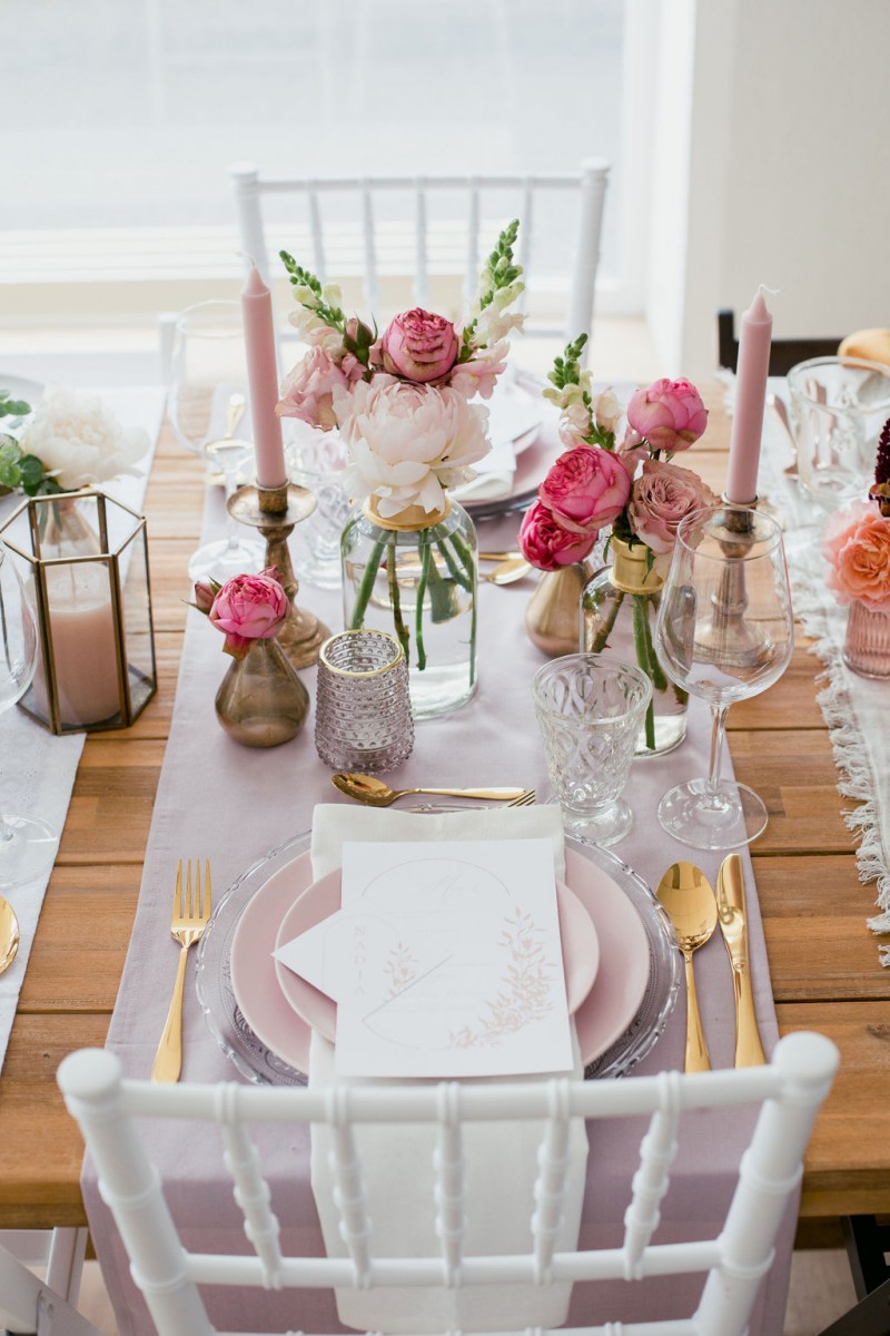 Hochzeitskonzept 4 Jahreszeiten, Tischdekoration Sommer, Tischdeko Rosa Hochzeit