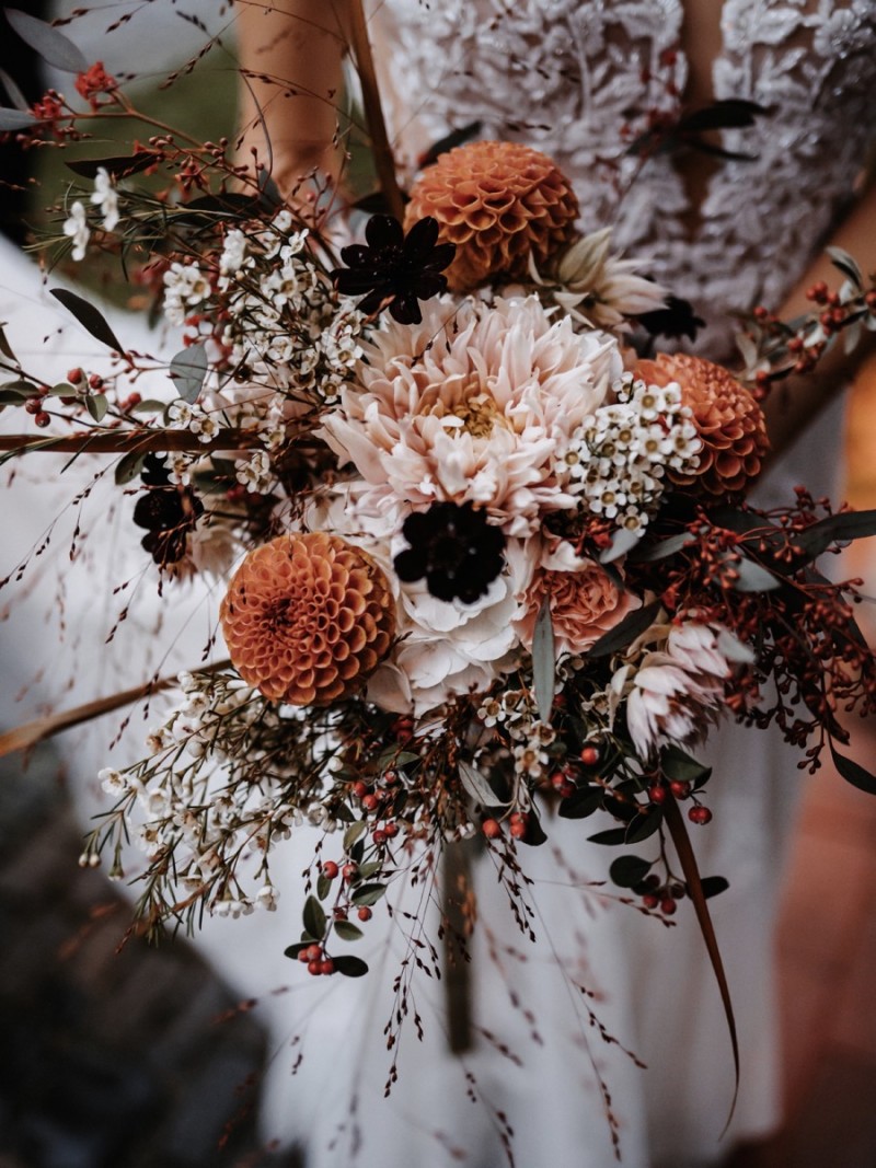 Brautstrauß Herbsthochzeit, Brautstrauß rustikal