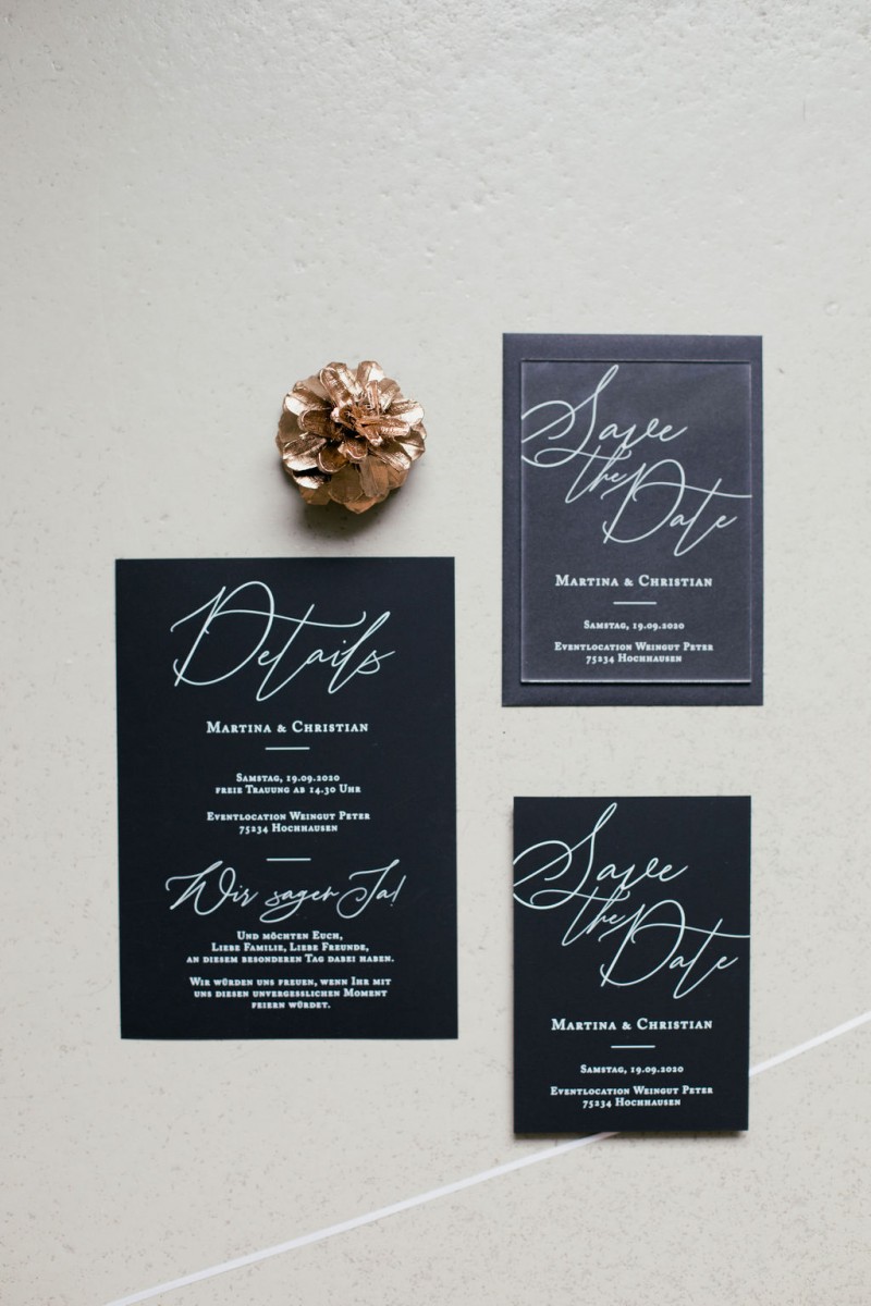 Hochzeitspapeterie Schwarz, Hochzeitspapeterie Winterhochzeit