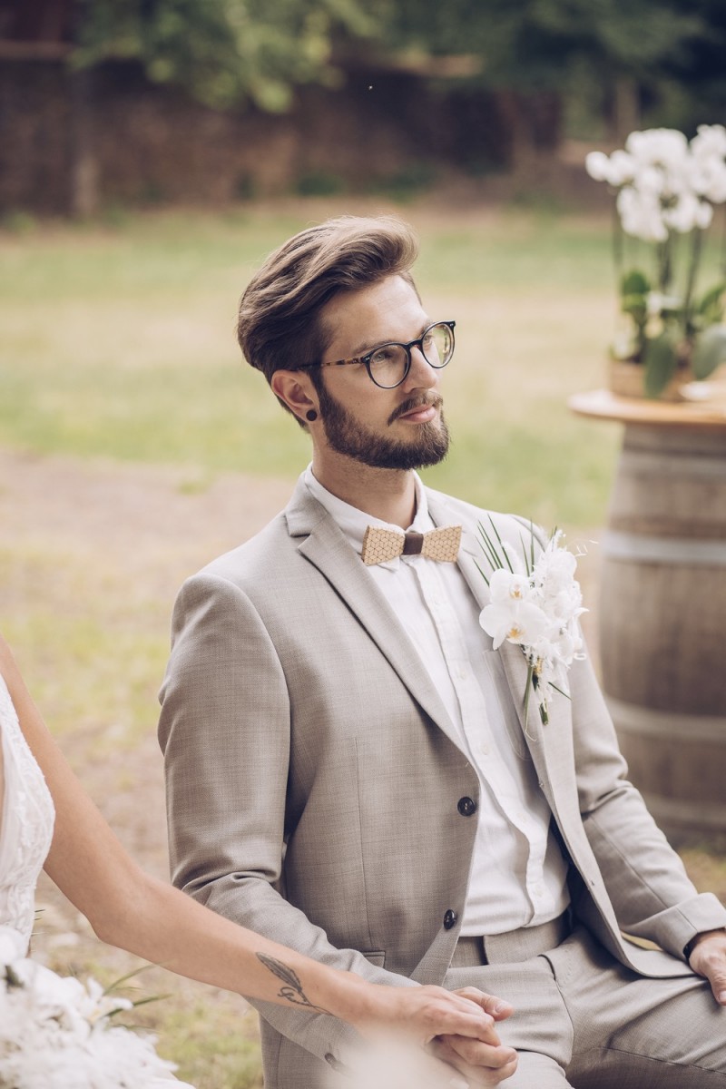 Bräutigam Anzug Creme