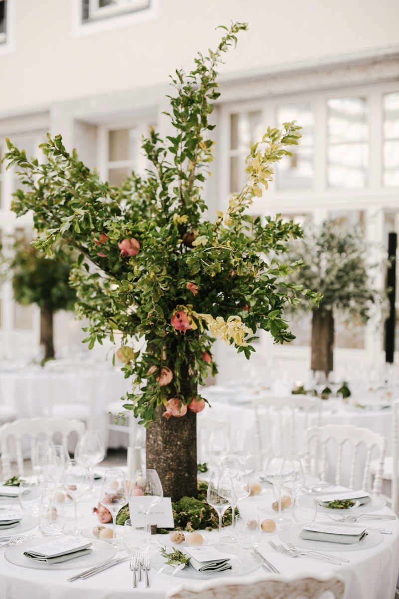 Tischdekoration bei Hochzeit in Italien in Weiß