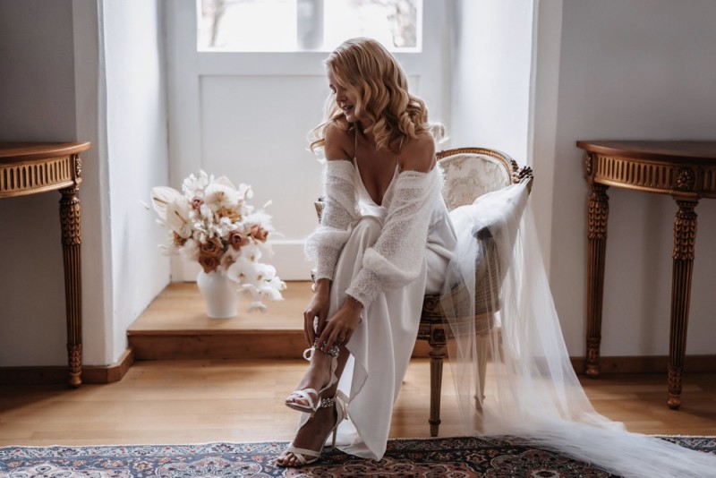 Romantische Bohohochzeit im Schloss Jägersburg in Pastell und Terracotta