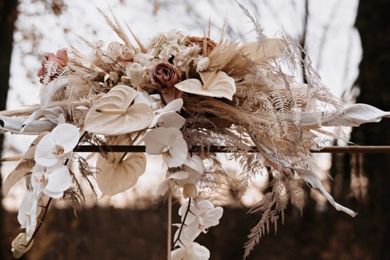 Romantische Bohohochzeit im Schloss Jägersburg in Pastell und Terracotta