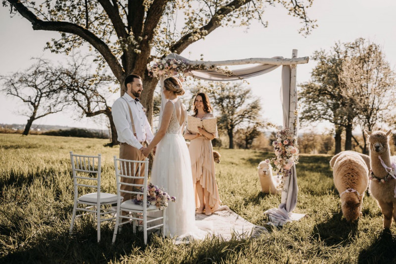 Alpaca meets Fine Art Wedding - Inspiration einer rustikalen Bohohochzeit im Fine Art Wedding Stil mit sommerlichen Pastelltoenen