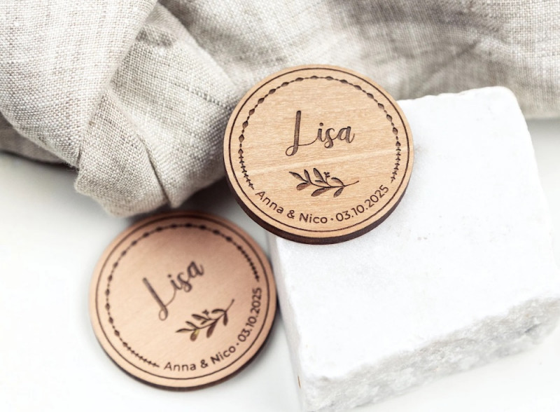 Gastgeschenk, Personalisierte Gastgeschenke, Holzmagnete, Geschenkideen Hochzeitsgäste, Ideen für Gastgeschenke zur Hochzeit