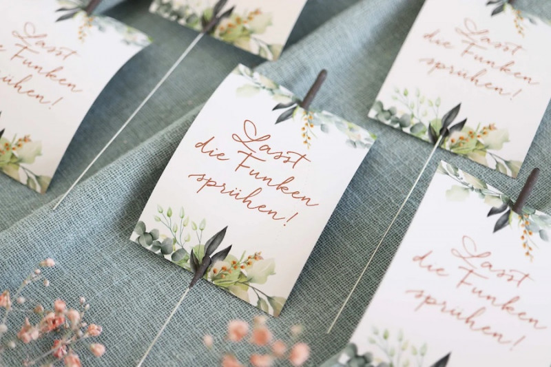 Wunderkerzen Hochzeit, DIY Hochzeit, Hochzeitsetiketten