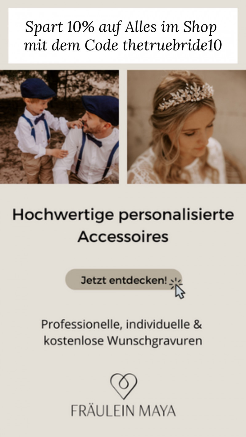 Rabattcode Hochzeit, Rabatt Aktion Fräulein Maya, Hochzeitsaccessoires, Brautaccessoires, Bräutigamaccessoires